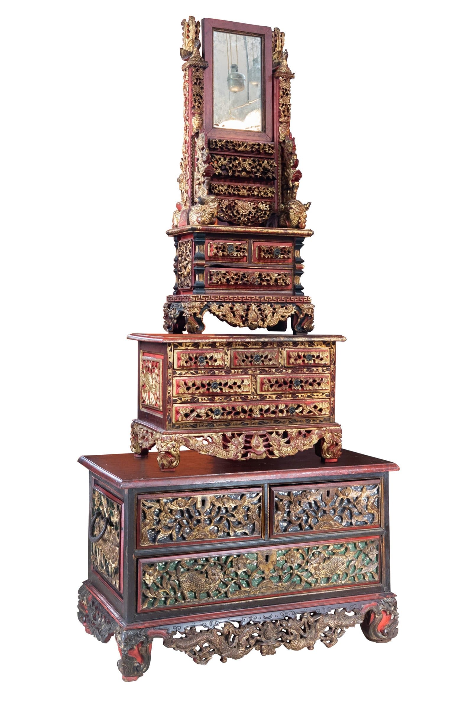 Shu Zhuang Zhou - BOTEKAN - beauty cabinet set in 3 pair - between 17th - 18th century period antique